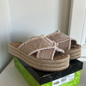 Delman Tan Espadrille Platform Shoes